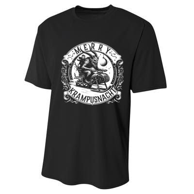 Krampusnacht Krampus On A Snowmobile Performance Sprint T-Shirt