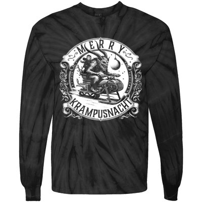 Krampusnacht Krampus On A Snowmobile Tie-Dye Long Sleeve Shirt