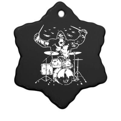 King Kong Playing Drums Ceramic Star Ornament