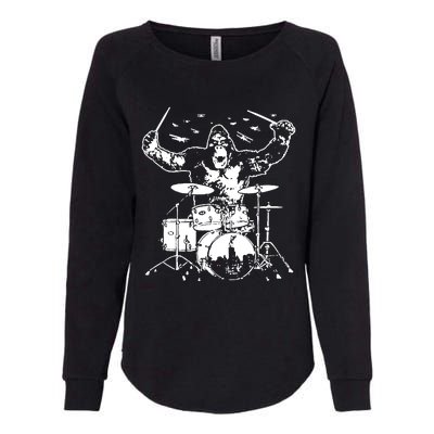 King Kong Playing Drums Womens California Wash Sweatshirt