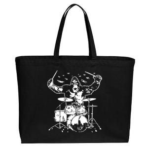 King Kong Playing Drums Cotton Canvas Jumbo Tote