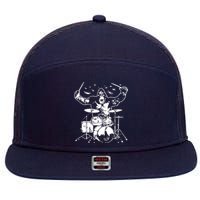 King Kong Playing Drums 7 Panel Mesh Trucker Snapback Hat