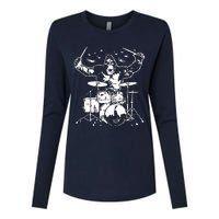 King Kong Playing Drums Womens Cotton Relaxed Long Sleeve T-Shirt