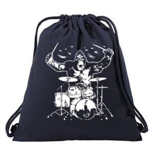 King Kong Playing Drums Drawstring Bag