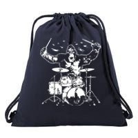 King Kong Playing Drums Drawstring Bag