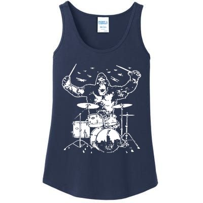 King Kong Playing Drums Ladies Essential Tank