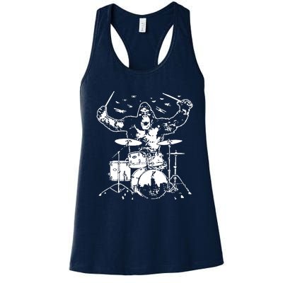 King Kong Playing Drums Women's Racerback Tank