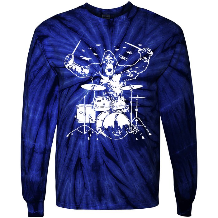 King Kong Playing Drums Tie-Dye Long Sleeve Shirt