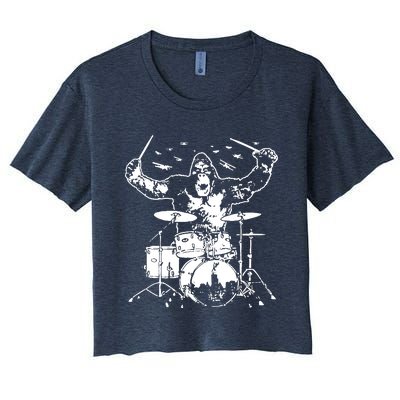 King Kong Playing Drums Women's Crop Top Tee