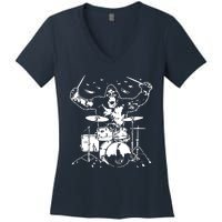 King Kong Playing Drums Women's V-Neck T-Shirt