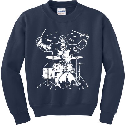 King Kong Playing Drums Kids Sweatshirt