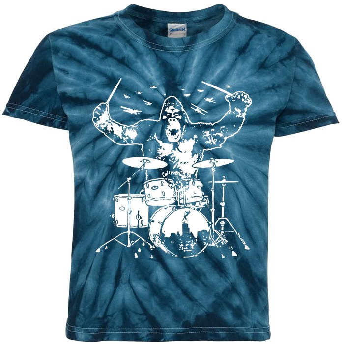 King Kong Playing Drums Kids Tie-Dye T-Shirt