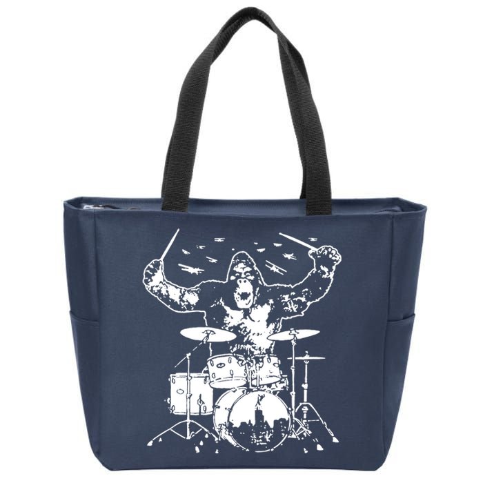 King Kong Playing Drums Zip Tote Bag