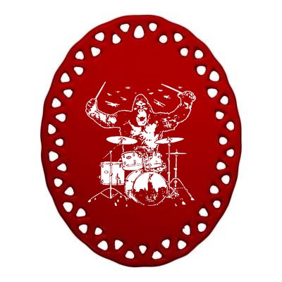 King Kong Playing Drums Ceramic Oval Ornament