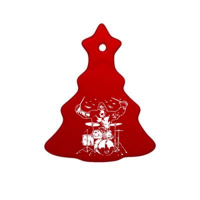 King Kong Playing Drums Ceramic Tree Ornament