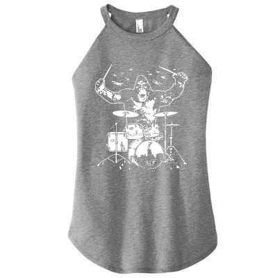 King Kong Playing Drums Women's Perfect Tri Rocker Tank