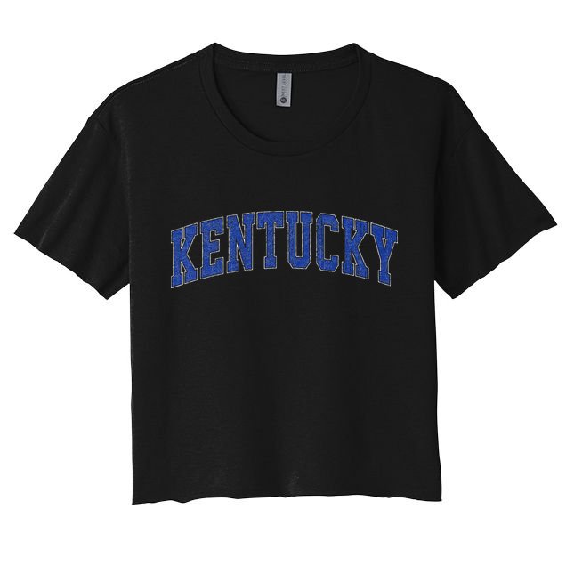 Kentucky Ky Retro Vintage Athletic Sports Design Blue Style Women's Crop Top Tee