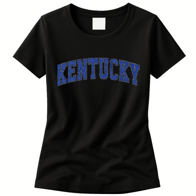 Kentucky Ky Retro Vintage Athletic Sports Design Blue Style Womens T-Shirt