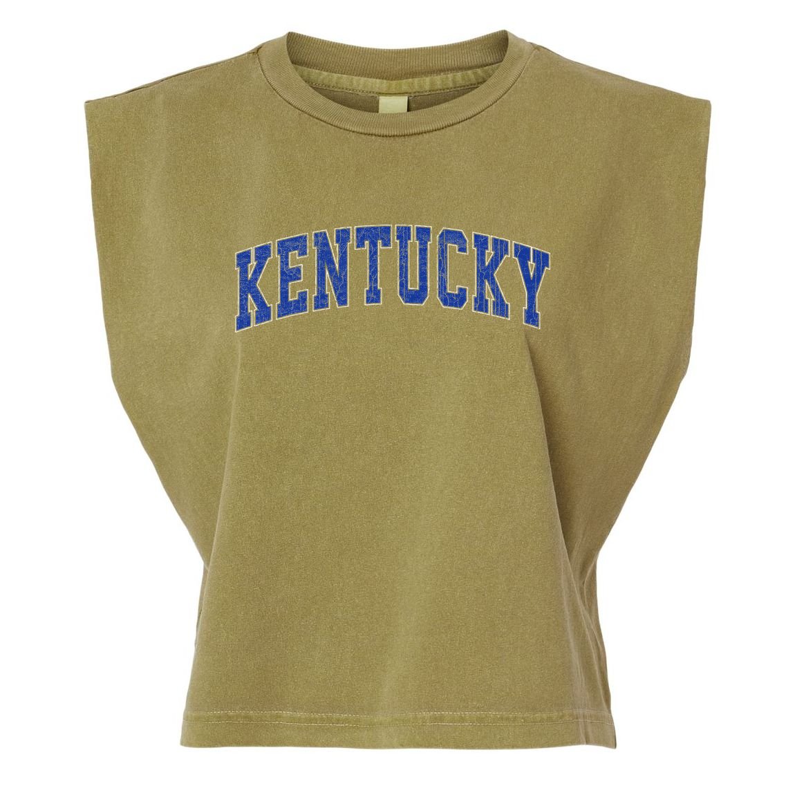 Kentucky Ky Retro Vintage Athletic Sports Design Blue Style Garment-Dyed Women's Muscle Tee