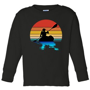 Kayaking Kayak Retro Art Canoe Cute Gift Toddler Long Sleeve Shirt