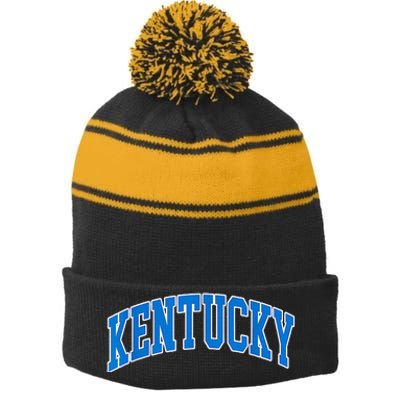 Kentucky Ky Throwback Stripe Pom Pom Beanie