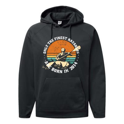 Kayakrafting Kayaker Vintage 2014 Birthday Kayaking Kayaks Gift Performance Fleece Hoodie