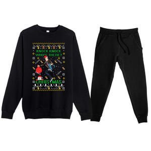 Knock Knock WhoS There Christmas Premium Crewneck Sweatsuit Set