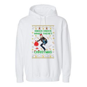 Knock Knock WhoS There Christmas Garment-Dyed Fleece Hoodie