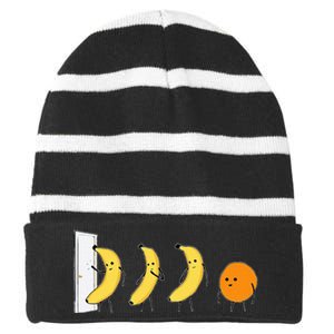 Knock Knock Whos There Banana Didnt Say Orange Striped Beanie with Solid Band