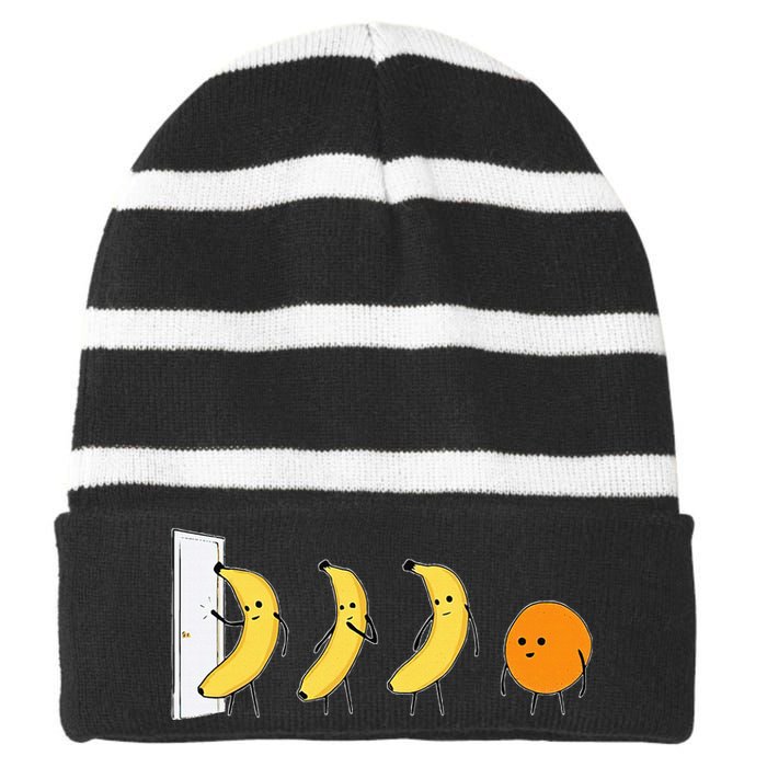 Knock Knock Whos There Banana Didnt Say Orange Striped Beanie with Solid Band