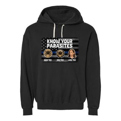 Kamala Know Your Parasites Deer Tick Dog Tick Luna Tick Garment-Dyed Fleece Hoodie