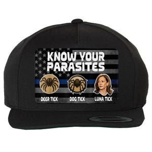 Kamala Know Your Parasites Deer Tick Dog Tick Luna Tick Wool Snapback Cap