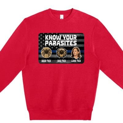 Kamala Know Your Parasites Deer Tick Dog Tick Luna Tick Premium Crewneck Sweatshirt