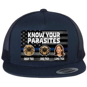 Kamala Know Your Parasites Deer Tick Dog Tick Luna Tick Flat Bill Trucker Hat