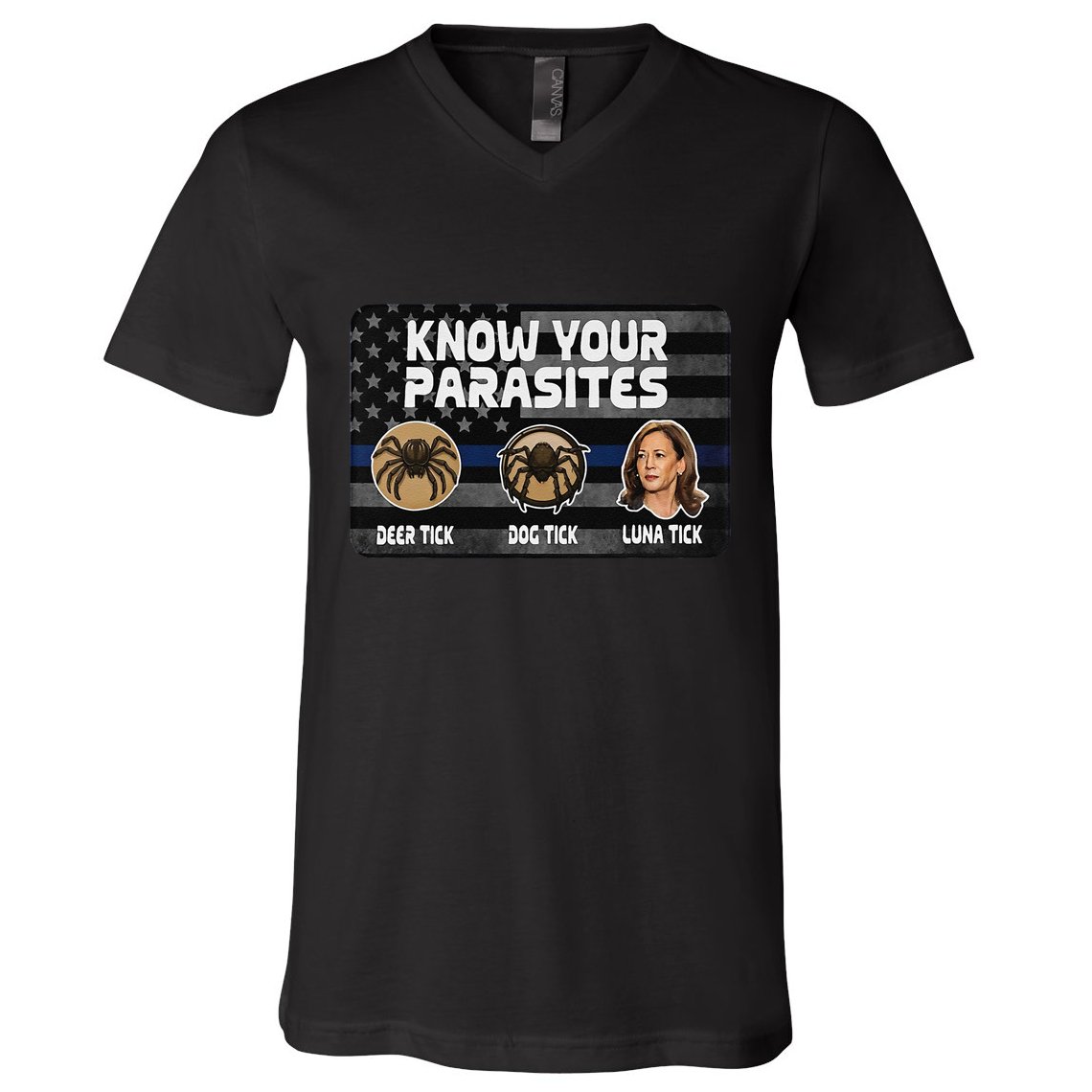 Kamala Know Your Parasites Deer Tick Dog Tick Luna Tick Gift V-Neck T-Shirt