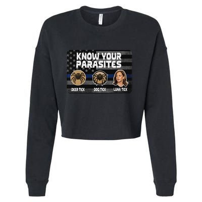 Kamala Know Your Parasites Deer Tick Dog Tick Luna Tick Gift Cropped Pullover Crew