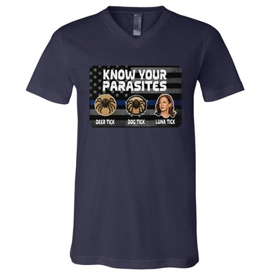 Kamala Know Your Parasites Deer Tick Dog Tick Luna Tick Gift V-Neck T-Shirt