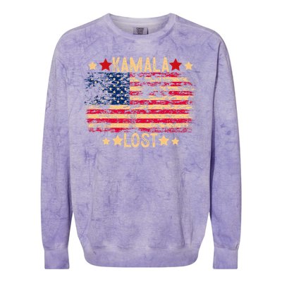 Kamala Lost 2024 Election Usa Flag Trump Won 47th President Colorblast Crewneck Sweatshirt