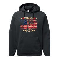 Kamala Lost 2024 Election Usa Flag Trump Won 47th President Performance Fleece Hoodie