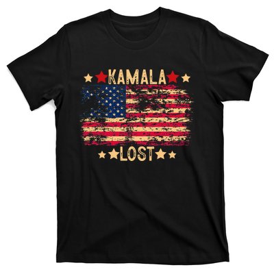 Kamala Lost 2024 Election Usa Flag Trump Won 47th President T-Shirt