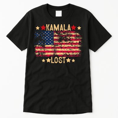 Kamala Lost 2024 Election Usa Flag Trump Won 47th President Tall T-Shirt