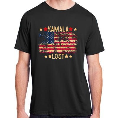 Kamala Lost 2024 Election Usa Flag Trump Won 47th President Adult ChromaSoft Performance T-Shirt