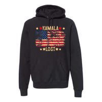 Kamala Lost 2024 Election Usa Flag Trump Won 47th President Premium Hoodie