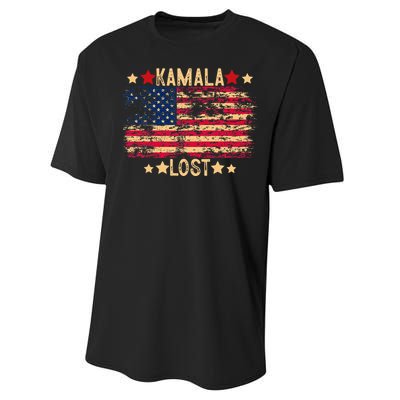 Kamala Lost 2024 Election Usa Flag Trump Won 47th President Performance Sprint T-Shirt