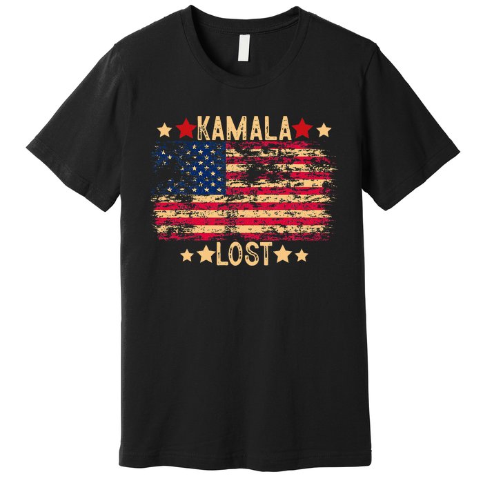 Kamala Lost 2024 Election Usa Flag Trump Won 47th President Premium T-Shirt