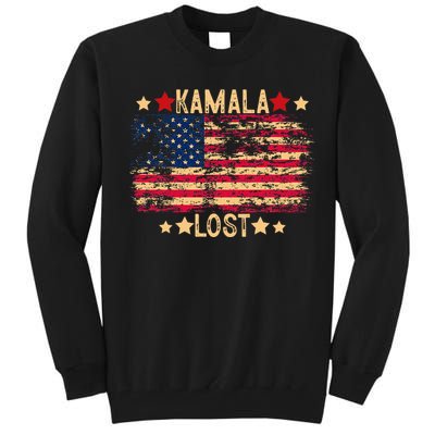 Kamala Lost 2024 Election Usa Flag Trump Won 47th President Tall Sweatshirt