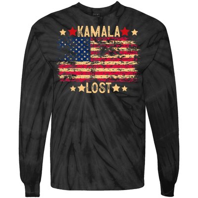 Kamala Lost 2024 Election Usa Flag Trump Won 47th President Tie-Dye Long Sleeve Shirt