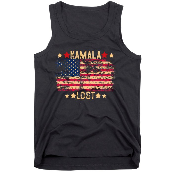 Kamala Lost 2024 Election Usa Flag Trump Won 47th President Tank Top