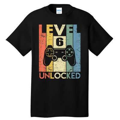 Kids Level 6 Unlocked Funny Video Gamer 6th Birthday Gift Tall T-Shirt