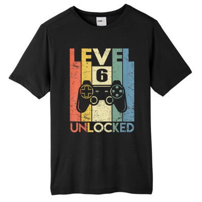 Kids Level 6 Unlocked Funny Video Gamer 6th Birthday Gift Tall Fusion ChromaSoft Performance T-Shirt